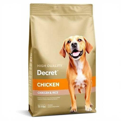 Bolsa de pienso de alta calidad para perros adultos con sabor a pollo y arroz.
