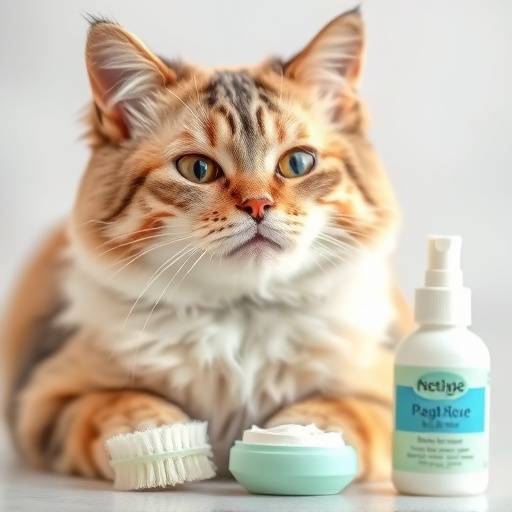 Un gato recibiendo cuidados de higiene con productos suaves y naturales.