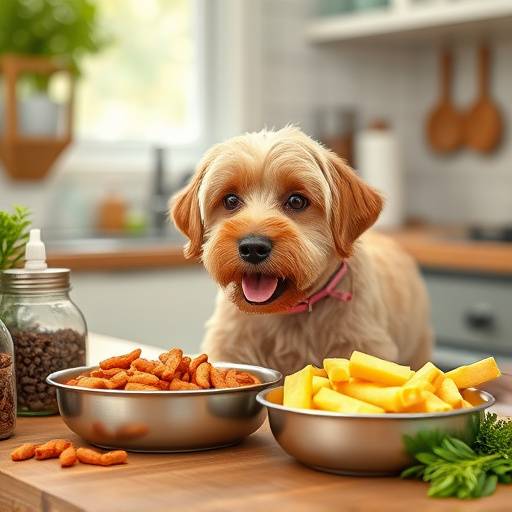 Una persona preparando comida casera para su mascota.